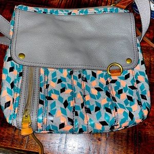 Fossil Crossbody Satchel purse geometric patterned